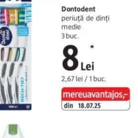 Dontodent periuță de dinți medie 3 buc