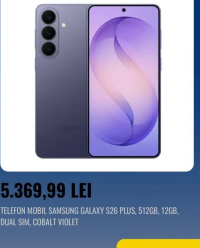 TELEFON MOBIL SAMSUNG GALAXY S26 PLUS, 512GB, 12GB, DUAL SIM, COBALT VIOLET