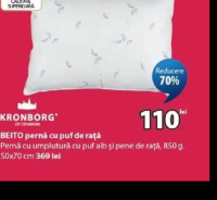 KRONBORG BEITO pernă cu puf de rață 50x70 cm 850 g