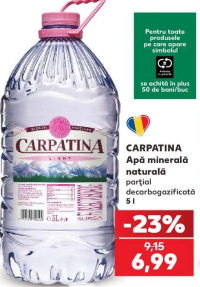 Carpatina Apă minerală naturală parțial decarbogazificată 5 l