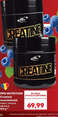 PRO NUTRITION Creatină monohidrată natur/ zmeură albastră 250 g