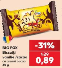 BIG FOX Biscuiți vanilie / cacao cu cremă cacao 30 g