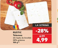 RUSTIC Telemea din lapte de bivoliță 58% grăsime 100 g