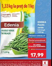 EDENIA Fasole verde întreagă 1,33 kg