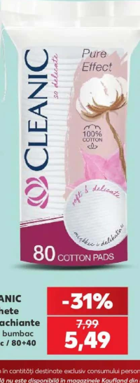 CLEANIC Dischete demachiante 100% bumbac 80 buc / 80+40 buc