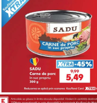 SADU Carne de porc în suc propriu 300 g