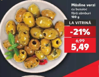 Măsline verzi cu busuioc fără sâmburi 100 g