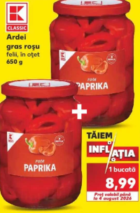 K-Classic Ardei gras roșu felii în oțet 650g