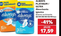 ALWAYS PLATINUM / ULTRA Absorbante igienice diverse sortimente 22/24/28/30/32/40 buc