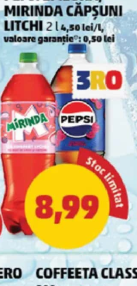 PEPSI ZMEURĂ/ MIRINDA CĂPŞUNI LITCHI 2 l