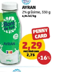 Boni de tot Ayran 2% grăsime 330 g
