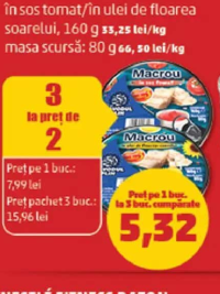 Năvodul Plin Macrou în sos tomat / în ulei de floarea soarelui 160 g