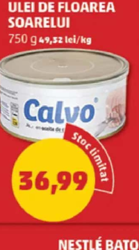 Calvo Ton în ulei de floarea soarelui 750 g