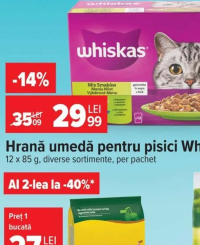 Hrana umedă pentru pisici, in sos/in aspic, Carrefour Companino Vitalive, 12 x 100 g