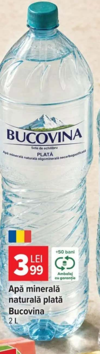 Bucovina Apă minerală naturală plată 2 L