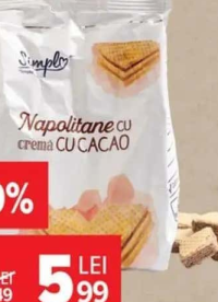Simpl Napolitane cu cremă cacao 250 g