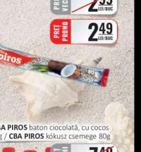 CBA PIROS baton ciocolată, cu cocos 80g