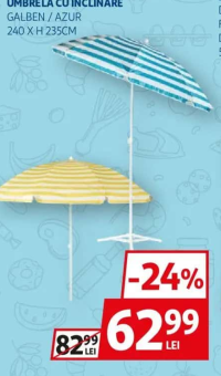 Umbrelă cu înclinare Galben / Azur 240 x H 235CM