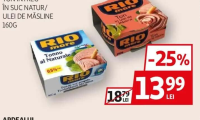 RIO MARE TON ÎNTREG ÎN SUC NATUR/ ULEI DE MĂSLINE 160G