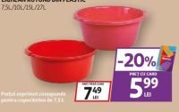 Lighean rotund din plastic 7,5L/10L/15L/27L