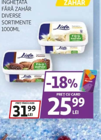 LIDO Înghețată fără zahăr diverse sortimente 1000ml