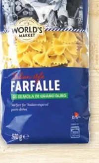 WORLD'S MARKET PASTE FARFALLE, 500G