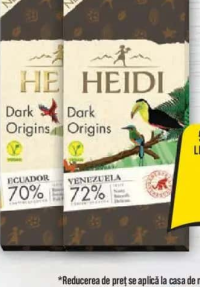 Heidi Ciocolată amăruie, 70% cacao/72% cacao/65% cacao, 51g