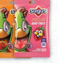 Sugus JellyMania Jeleuri gumate cu aromă de fructe, în formă de viermișori/căpșuni, Babyfruct, 75g
