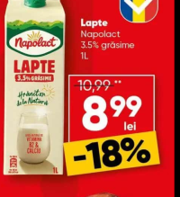 Napolact Lapte 3.5% grăsime 1L