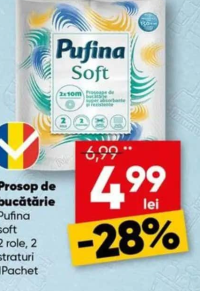 Pufina Soft Prosop de bucătărie 2 role, 2 straturi