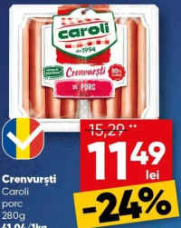 Caroli Crenvurști porc 280g