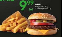 fiigo Meniu Burger vită 160g + cartofi prăjiți 100g