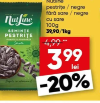 Nutline Semințe de floarea soarelui pestrițe cu sare 100g