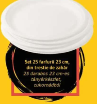 Set 25 farfurii 23 cm, din trestie de zahăr
