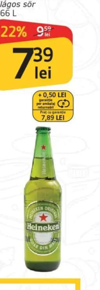 Bere blondă HEINEKEN világos sör 0.66 L