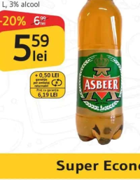 Bere blondă ASBEER világos sör 2 L, 3% alcool