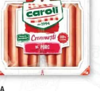 CAROLI Crenvurști de porc extra 280 g