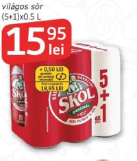 Bere blondă SKOL világos sör (5+1)x0.5 L