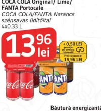 Băutură carbogazoasă COCA COLA Original/ Lime/ FANTA Portocale 4x0.33 L