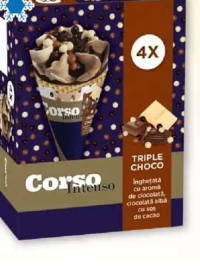 CORSO Intenso Înghețată la cornet triple choco 4x110 ml