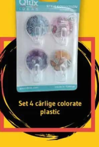 QLux Set 4 cârlige colorate plastic