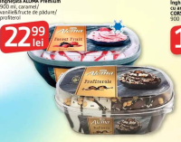 ALOMA Înghețată Premium 900 ml, caramel/ vanilie & fructe de pădure/ profiterol