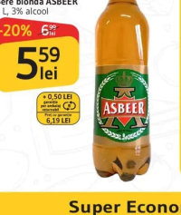 Asbeer Bere blondă 2 L, 3% alcool