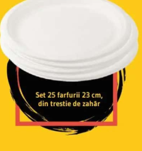 Carousel Set 25 farfurii 23 cm, din trestie de zahăr