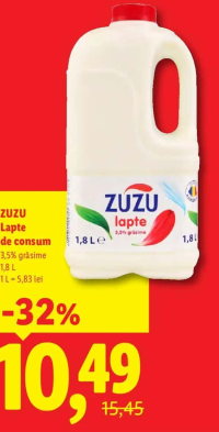 ZUZU Lapte de consum 3,5% grăsime 1,8L