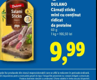 Dulano Cârnați sticks mini cu conținut ridicat de proteine 60 g