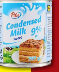 PILOS Lapte condensat îndulcit 9% grăsime 397 g