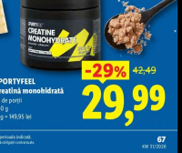 Sportyfeel Creatină monohidrată 58 de porții 200g