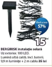 JYSK BERGIRISK instalație solară 100 LED 9.9 m + 2 m cablu