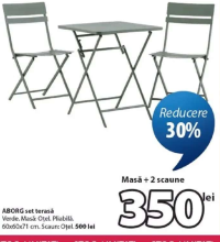ABORG set terasă masă + 2 scaune